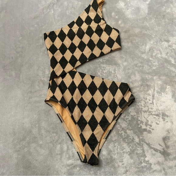 New! BEACH RIOT Celine One-Piece harlequin diamond pattern 27699 - Picture 8 of 12